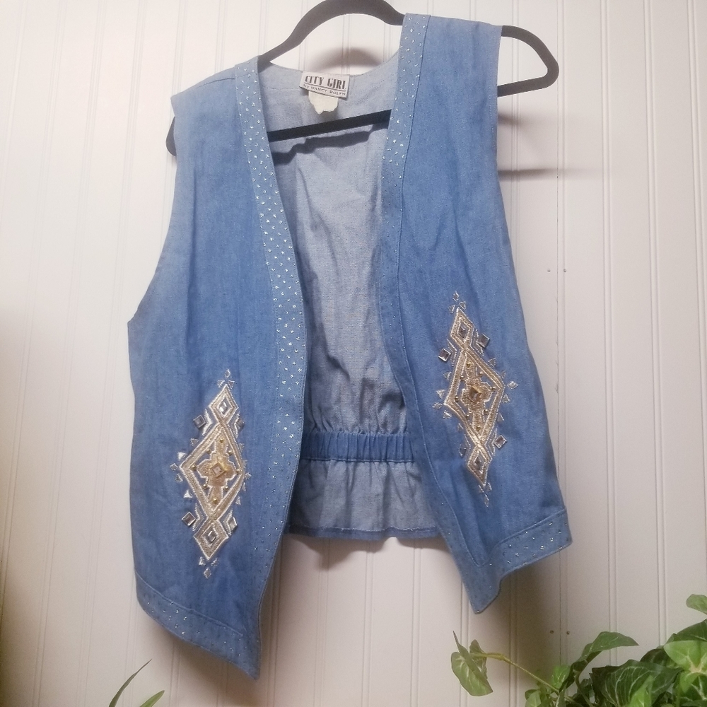 Vintage 90s Southwestern Country Nancy Bolen Vest - Picture 1 of 5